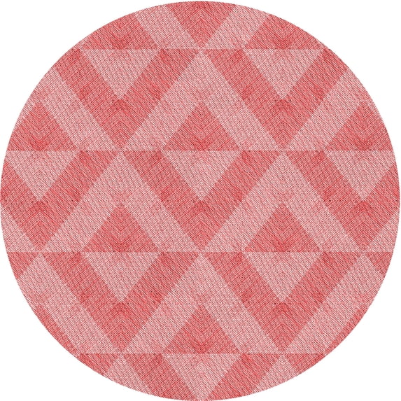 Ahgly Company Machine Washable Indoor Round Transitional Pastel Pink Area Rugs, 4' Round