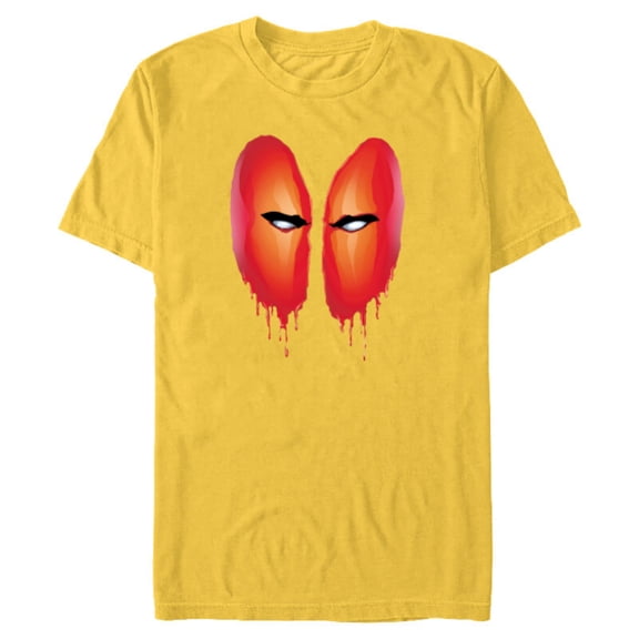 Marvel Deadpool Blood Drip Eyes Mask Comic Art - Short Sleeve Blended T-Shirt for Adults - Customized-Yellow