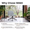 thumbnail image 4 of IWMH Armless Task Office Chair with Wheels, Cross Legged Wide Seat Desk Chair, Gray Fabric Upholstered Swivel Vanity Chair, For All Ages, 4 of 9