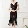thumbnail image 3 of Party Dresses Clearance! Umfun Womens Dresses for Wedding Guest Suspender Crewneck Sequin Feather Sleeveless Mini Dress Best Gift for Festivals Wine L, 3 of 6