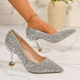 thumbnail image 6 of Miluxas Heel Pumps for Women Pointed Toe Wedding Dress Shoes High Heels Slip on Prom Shoes Silver 9(42), 6 of 9