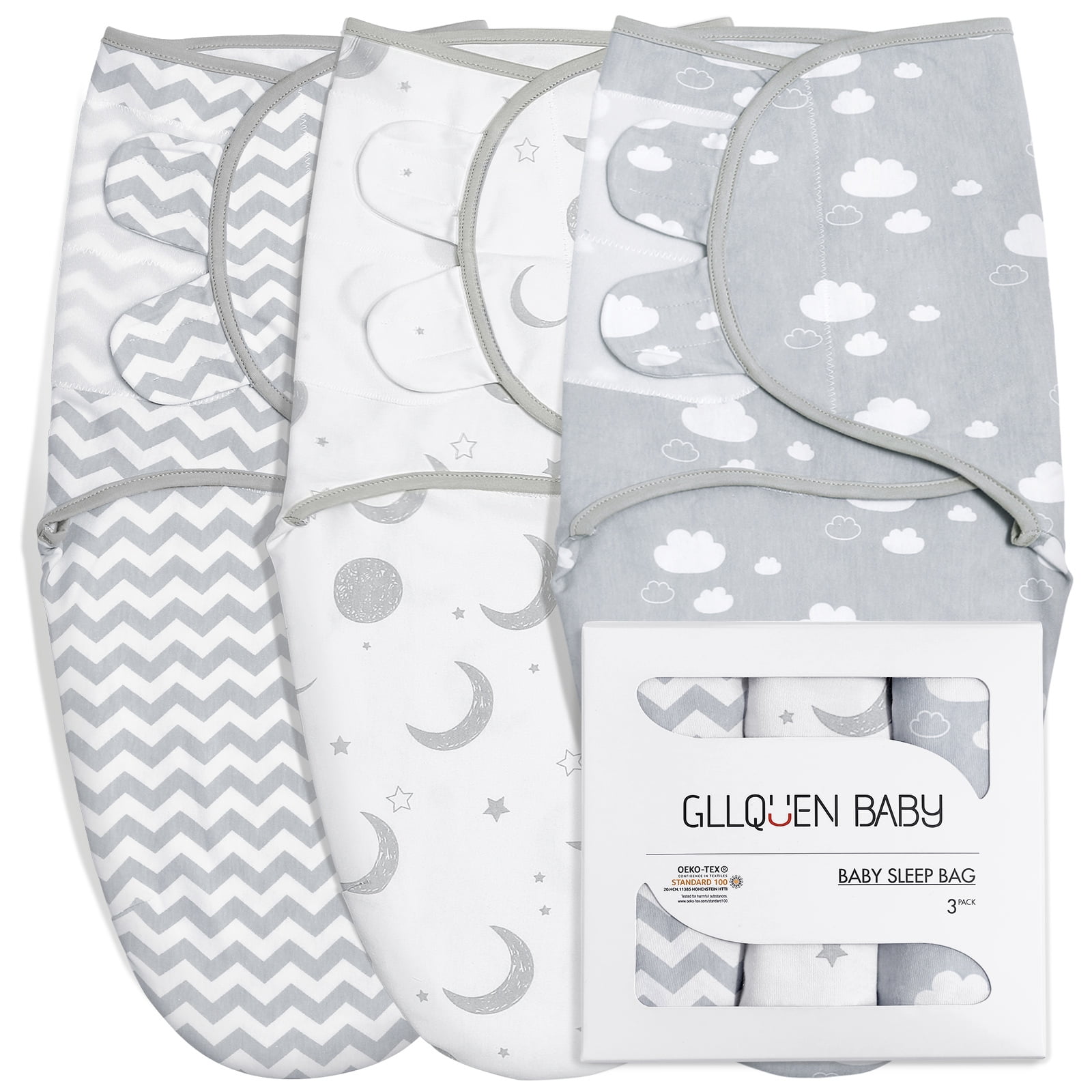 GLLQUEN BABY Organic Cotton Swaddle Wrap,Adjustable Baby Swaddles 03 Months,Swaddle Blanket for