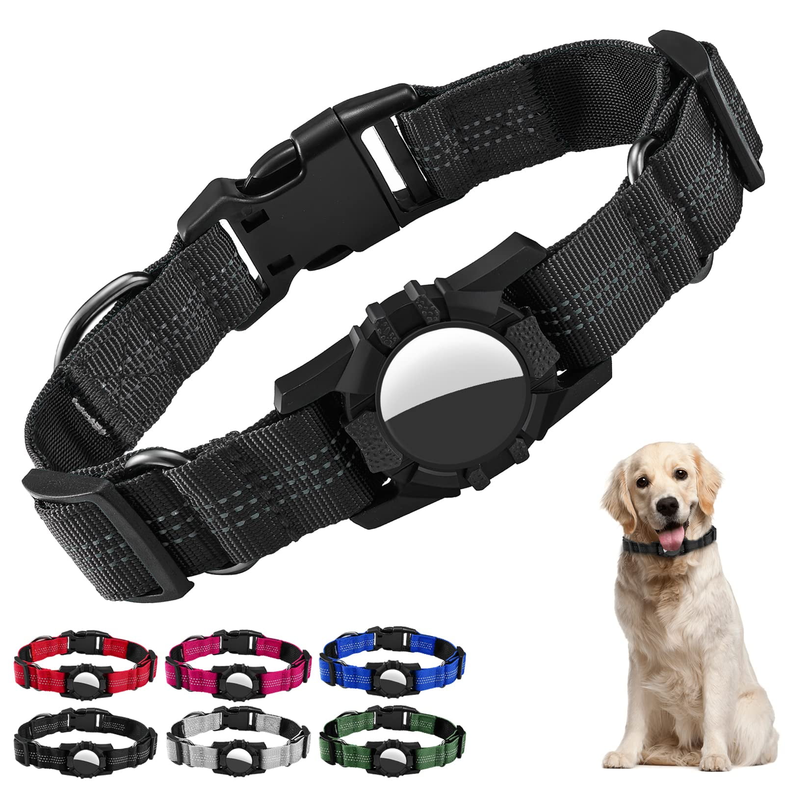 Dog Collar for Airtag, Reflective Adjustable Pet Collar for Apple