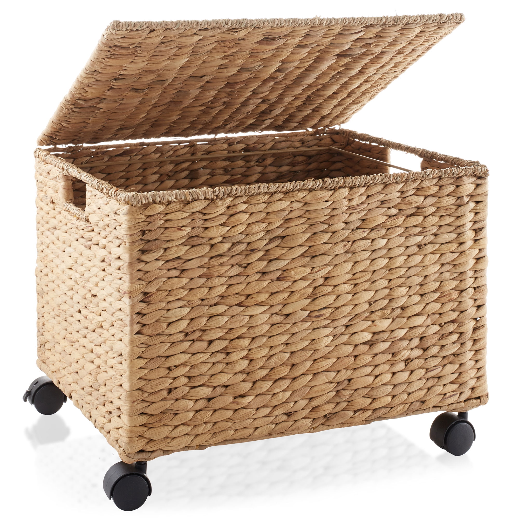 Casafield Rolling Filing Cabinet, Natural - Water Hyacinth Hanging File Folder Organizer, Home Office Storage