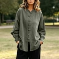thumbnail image 6 of Vetsdori Womens Square Neck Button up Shirts Long Sleeve Cotton Linen Solid Color Casual, 6 of 8