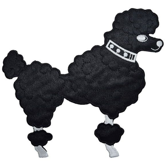 Large Black Poodle - Facing Right - Iron on Applique/Embroidered Patch
