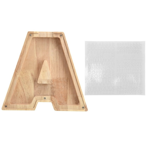ZOUSSIQI Wooden Bank DIY Making Birch Wood Plastic Material Letter A Shape Transparent Appearance Decorative Change Bank for Kid JU316-133730