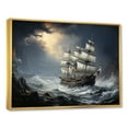 thumbnail image 2 of Designart "Pirate Ship Braving Stormy Seas I" Pirate Floater Framed Canvas Art Print, 2 of 5