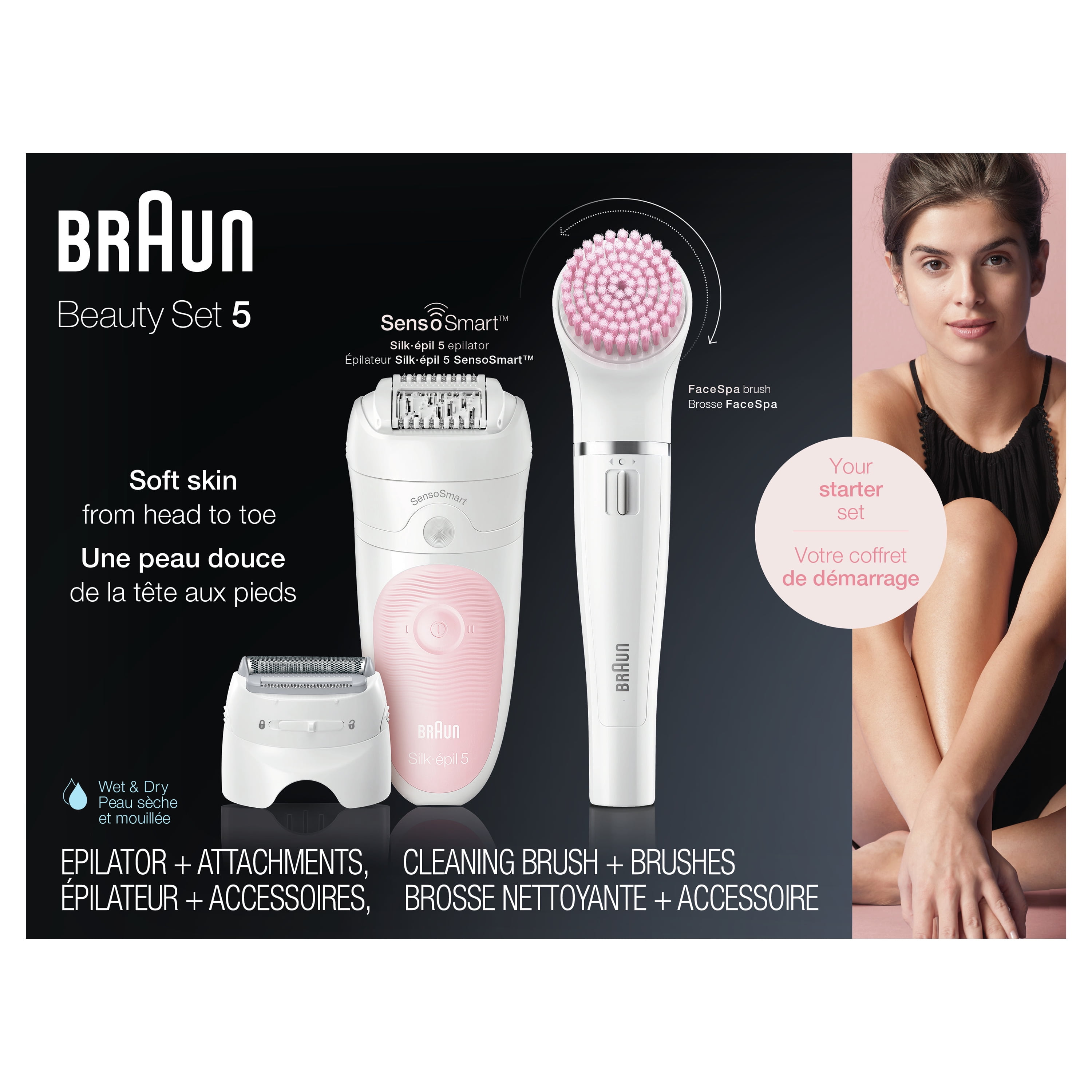 Braun Silk-epil Beauty Set 5 5-895 Starter 5-in-1 Cordless Wet & Dry Hair Removal - Epilator, Shaver, Cleansing & Exfoliation Kit for Face & Body
