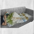 thumbnail image 6 of Tropical Soft Flannel Fleece Blanket, Tropical Island Sandy Beach with Palm Trees Paradise Coast Relaxation, Cozy Plush for Indoor and Outdoor Use, 50" x 60", Pale Brown Fern Green, by Ambesonne, 6 of 6