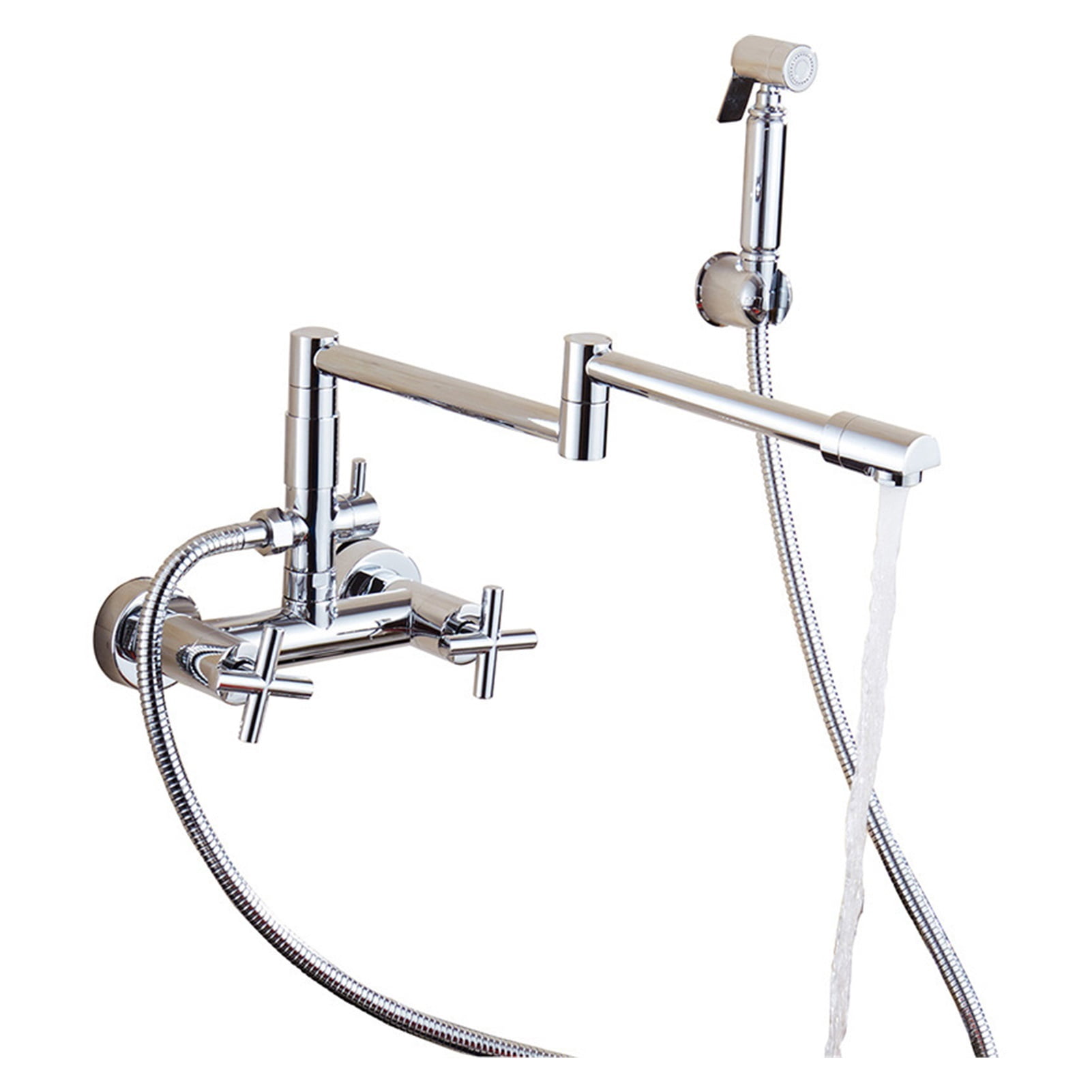 Copper Chrome-plated Folding Into The Wall Kitchen Faucet Universal Swivel Hot And Cold Vegetable Basin Faucet Sink Bathtub Faucet