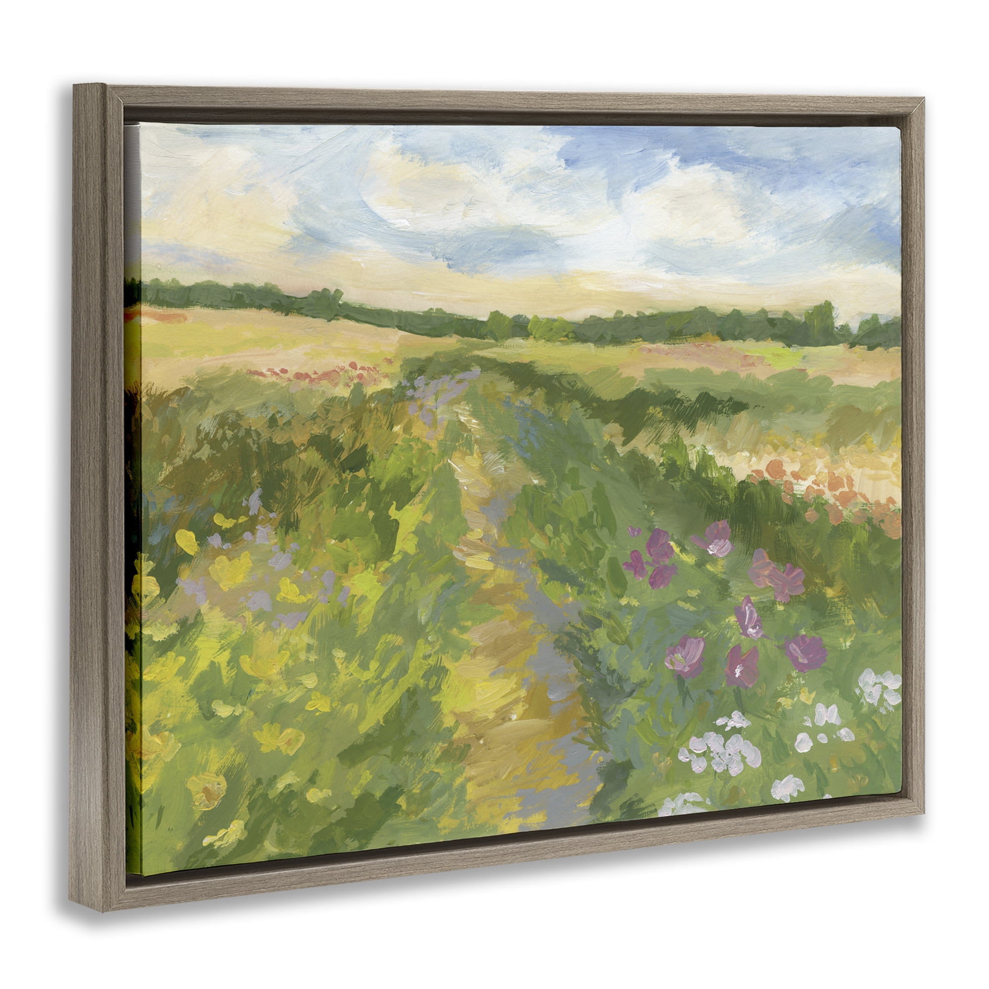 Stupell Industries Windswept Flower Field Brown Framed Floater Canvas Wall Art, design by Victoria Barnes