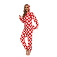 thumbnail image 4 of Xmascoming Onesie Adult Hooded Fleece Pajamas Red White Plaid Size US L, 4 of 4