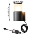 thumbnail image 3 of FSLiving Grey PMMA Wall Lamp with Auto Timer IP65 with UL Waterproof Plug-in Button Cord Terrace Light Industrial Barn Sconce Terrace Lights for Outdoor/Indoor Wall Light - 1 Light, 3 of 9