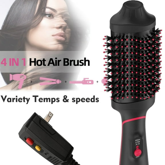 Duomishu 4in1 Hair Dryer One-Step Volumizer Ion Air Brush Blow Dryer Curler Comb Hair Straightener
