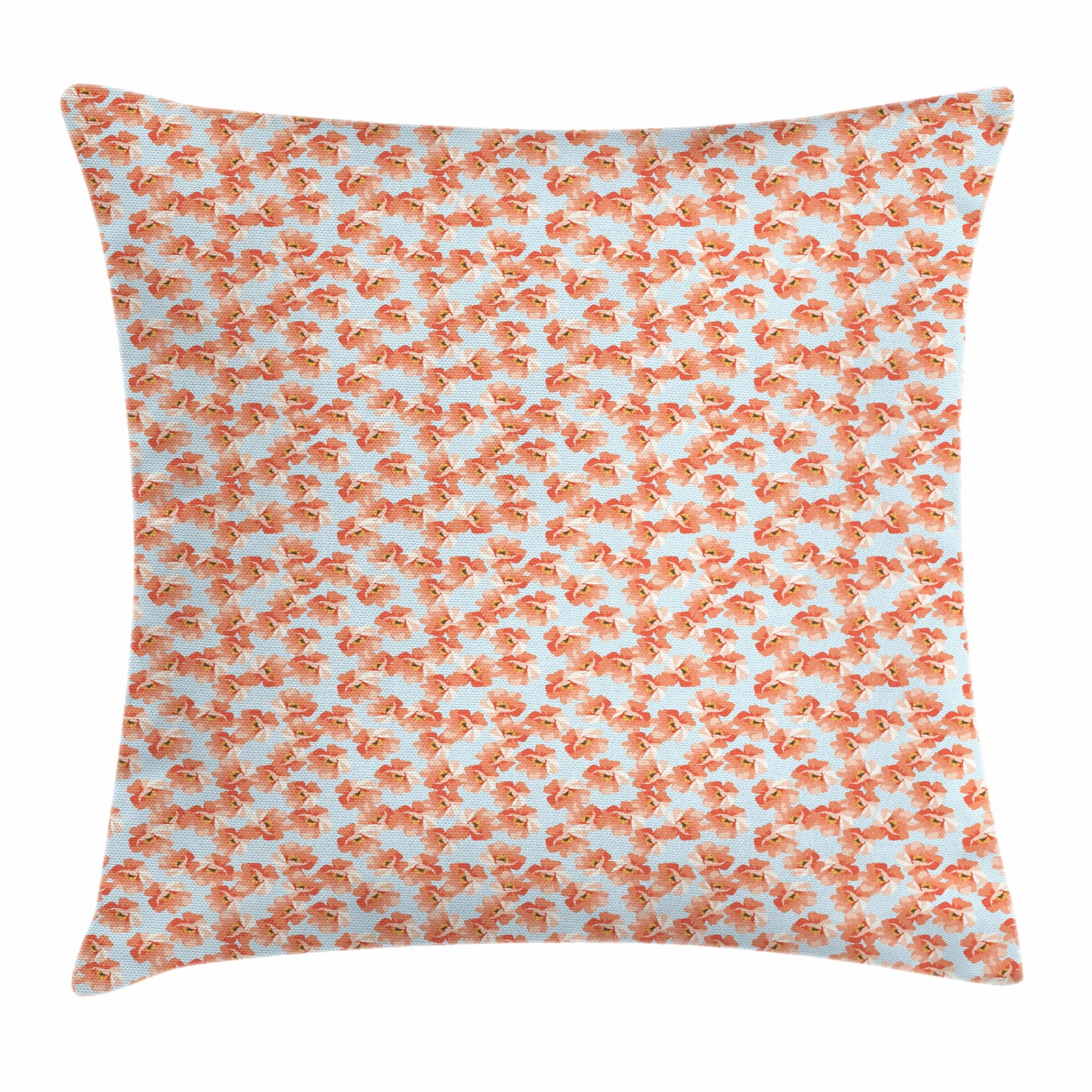 Aqua and Coral Throw Pillow Cushion Cover, Pastel Toned Bouquet of