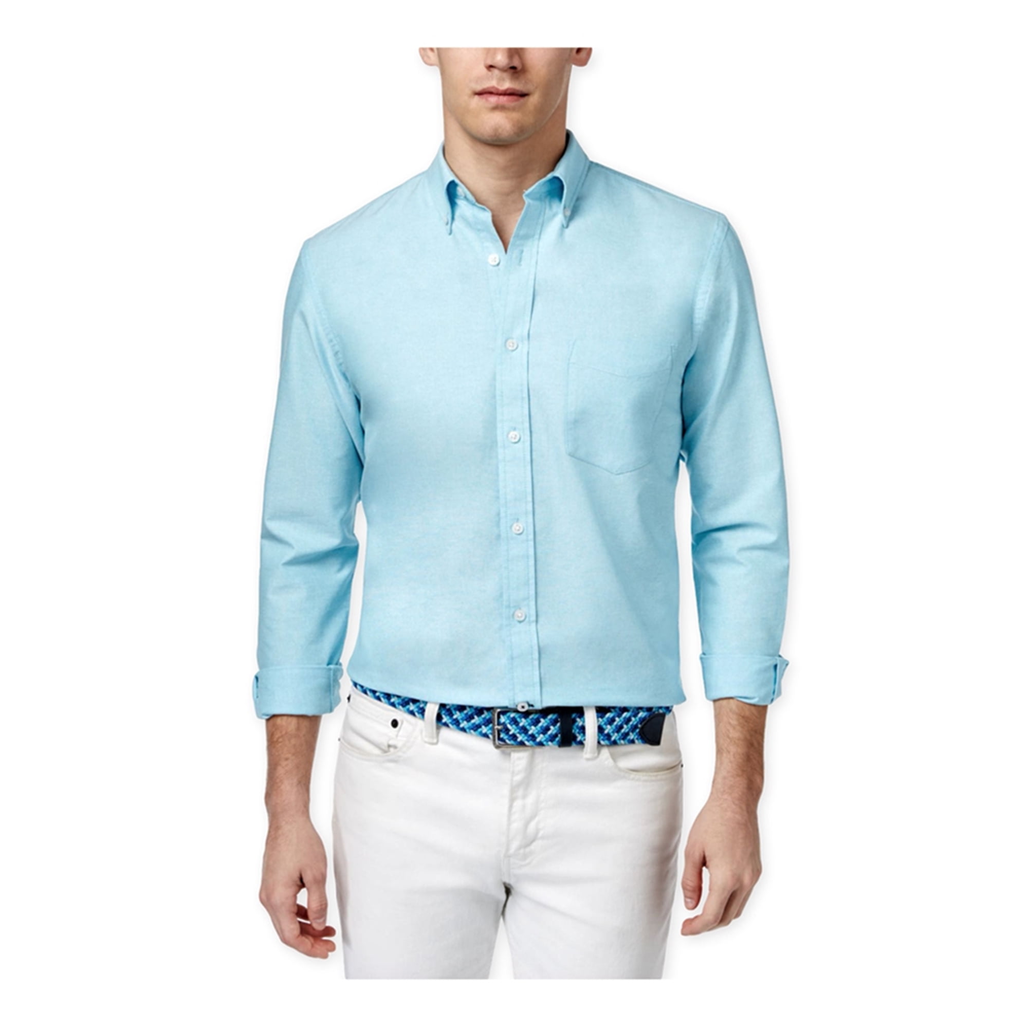 Sweatwater Mens Stylish Button Up Oxford Stripe Long Sleeve Regular Fit Shirts 