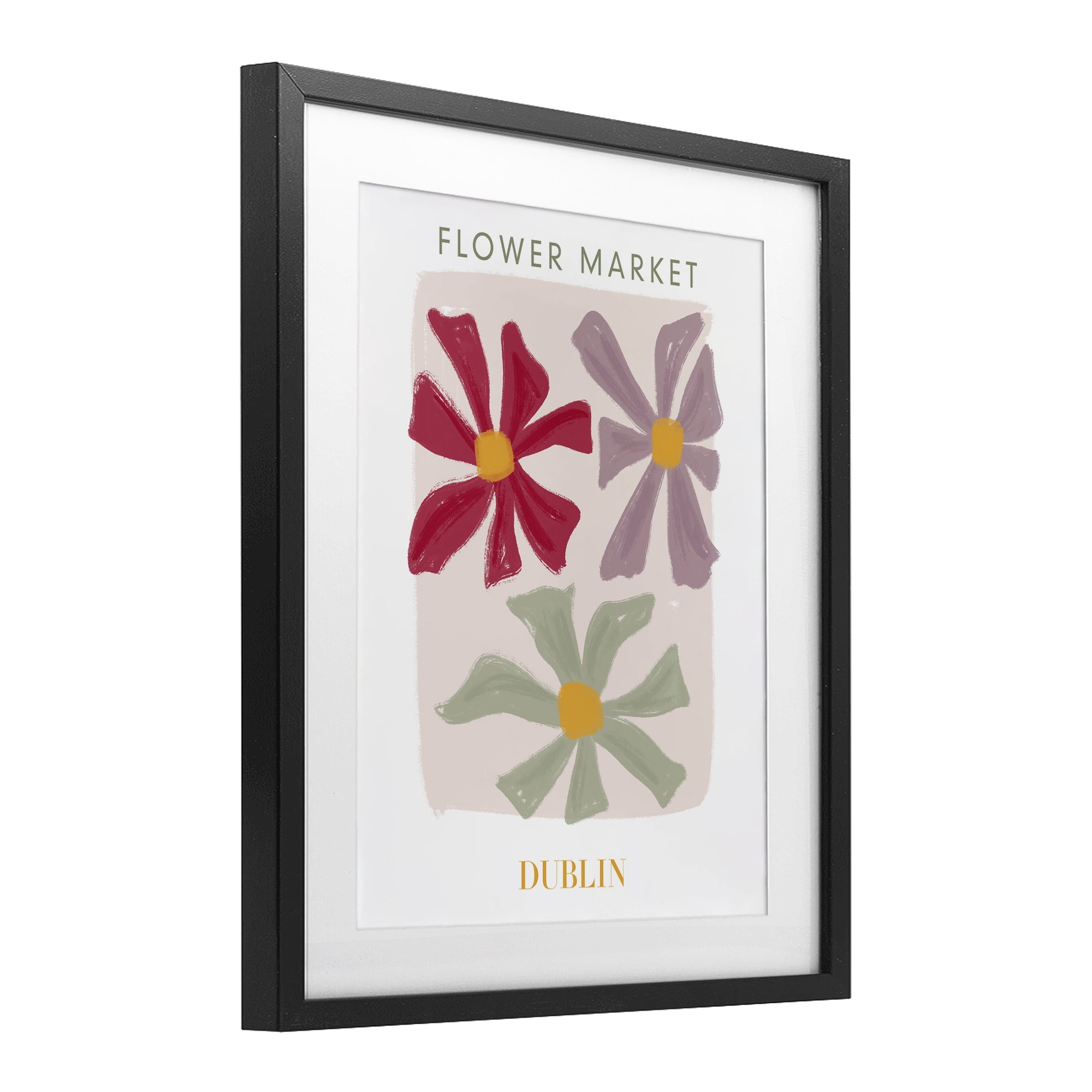 Stupell Industries Muted Dublin Flower Market Black Framed Print Under Glass, design by Lucille Price