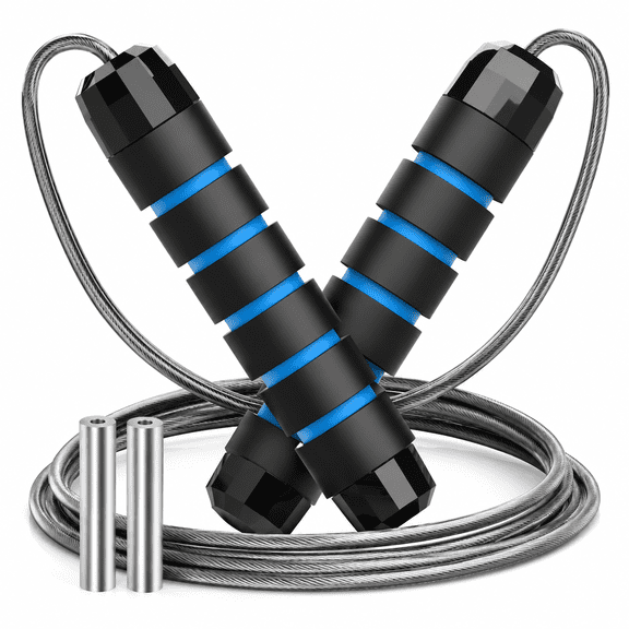 Speed Jump Rope with Weighted Handles, 3m Steel Wire Cable for Fitness Training, 2 Pack Blue Weighted Jump Rope for Crossfit Boxing MMA Cardio Workout