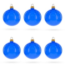 Set of 6 Translucent Glossy Blue Glass Ball Christmas Ornaments 3.25 Inches