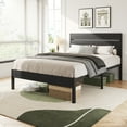 thumbnail image 3 of Lifezone Full Bed Frame with Rustic Vintage Wood Headboard and Footboard,Metal Support,Grey, 3 of 7