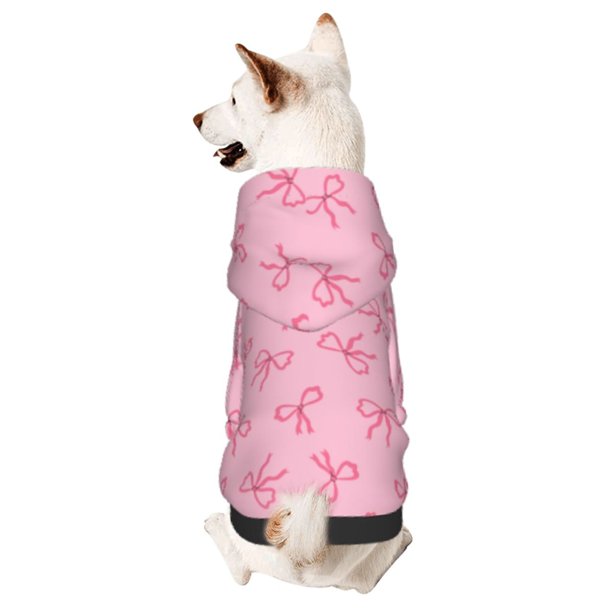 Fotbe Pink Bows Sudadera con Estampado para Perros Pequeños – Suéter con Capucha para Mascotas, Tela Suave de Forro Polar con Bolsillo-Small