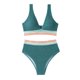 thumbnail image 2 of Traje de baño para mujer, color liso, escote en V, cintura alta dividida con costuras, bikini dividido, traje de baño para mujer, conjuntos de bikini para mujer, trajes de baño bikini para mujer, 2 of 6