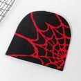 thumbnail image 2 of Youkk Stay Warm And Stylish With Versatile Knit Hat M Winter Essential Spider Web Hats gray red, 2 of 6