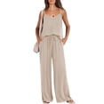 thumbnail image 1 of Set lounge de lino de 2 piezas ANRABESS para mujer, color albaricoque, XL, 1 of 8