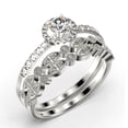 thumbnail image 3 of Dazzling Minimalist 2.00 Catar Round Diamond Moissanite Engagement Ring, Wedding Ring, Two Matching Band in 925 Sterling Silver With 18k White Gold Plating Gift For Her, Silver, 3 of 4