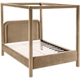 thumbnail image 4 of Bowery Hill Contemporary Beige Velvet Upholstered Full Canopy Bed, 4 of 11