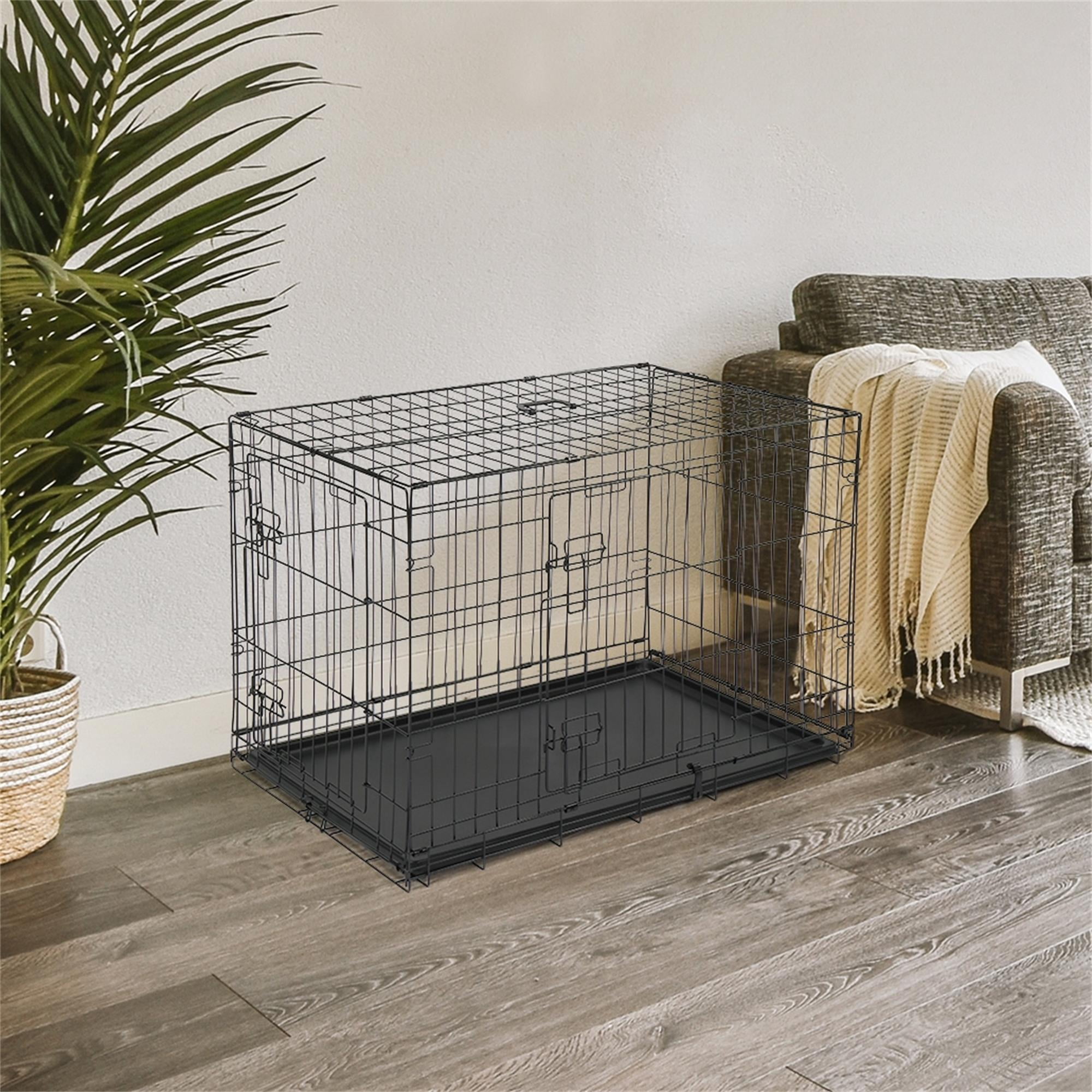Pefilos 36" Dog Crate for Medium Pet Kennel Cat Folding Steel Animal Playpen Wire Metal, Black Pefilos 36" Dog Crate for Medium Pet Kennel Cat Folding Steel Animal Playpen Wire Metal, Black