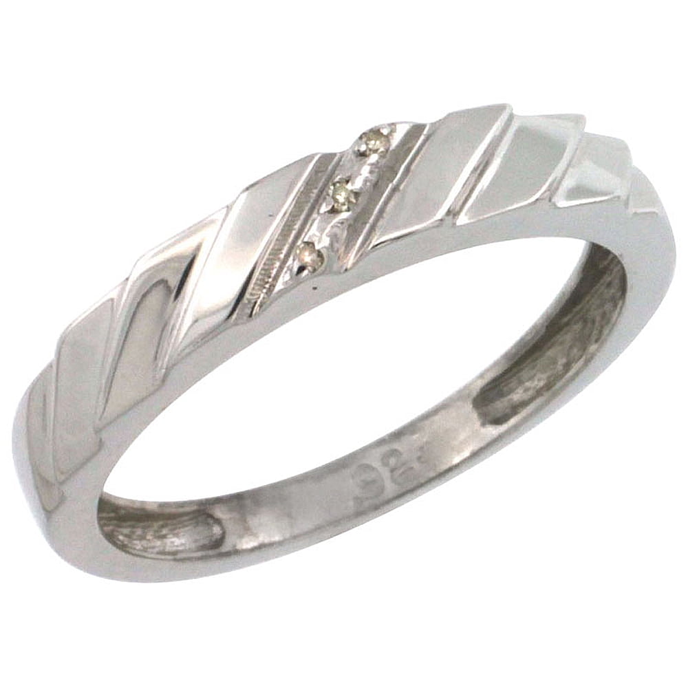 Sterling Silver Mens Diamond Band wide 5.5mm Size 9 w// 0.03 Carat Brilliant Cut Diamonds 7//32 in.