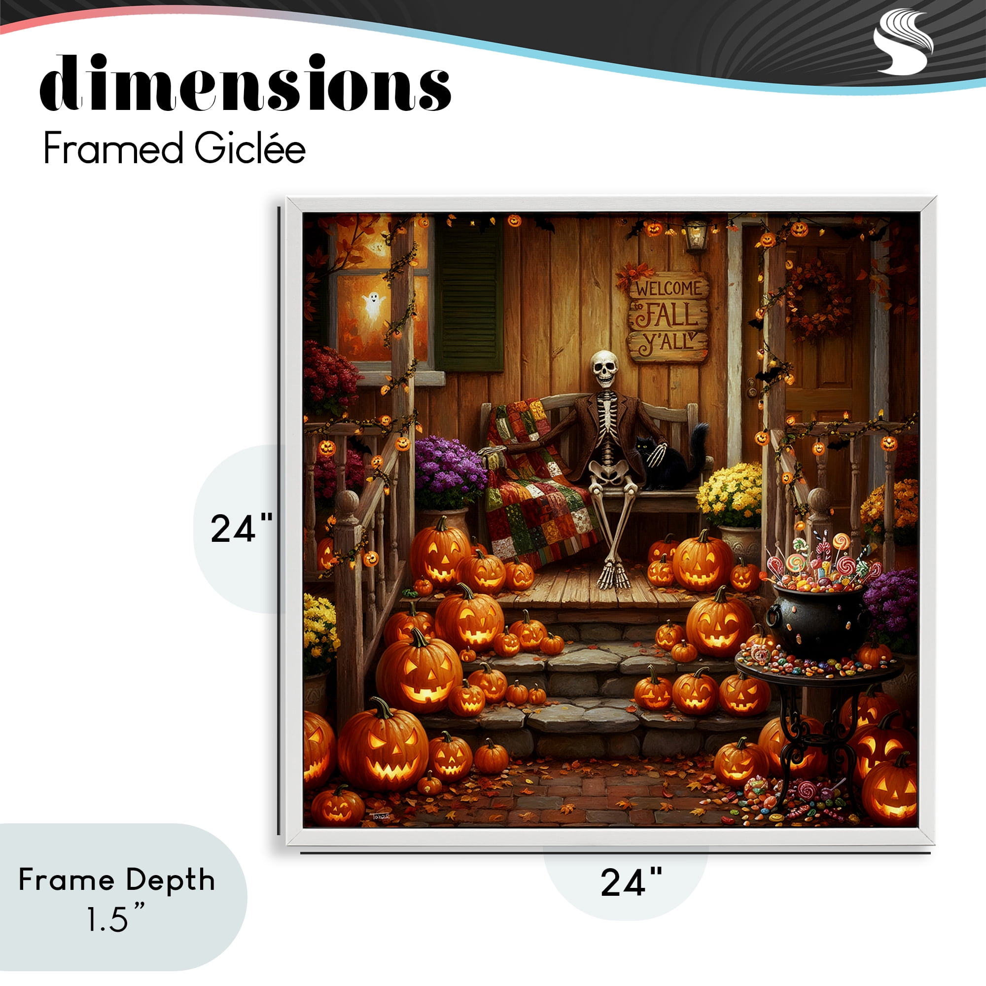 Stupell Industries Welcome To Fall Skeleton Porch White Framed Giclee Art, design by Tabz Jones
