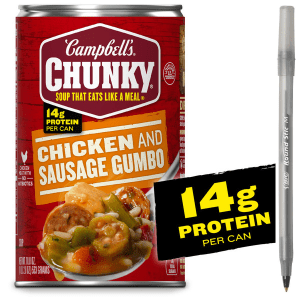 Campbell's Chicken and Sausage Gumbo with pen