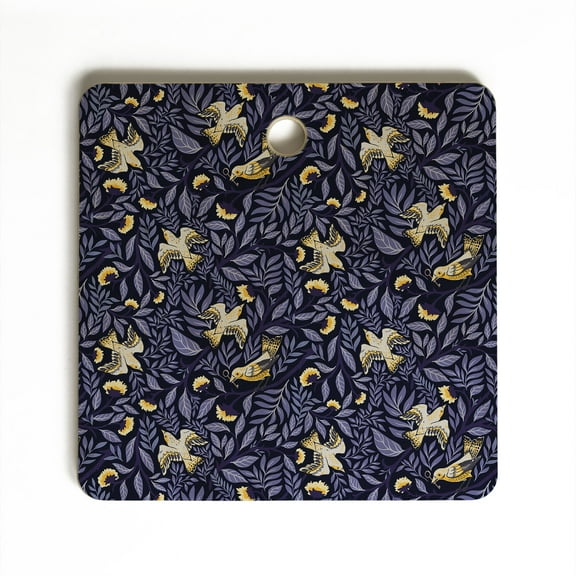 Society6 Avenie Very Peri Garden Birds Square Cutting Board, 11.5" x 11.5"