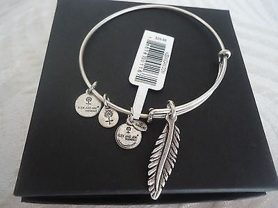 Small FEATHER Russian Silver Charm Bangle New With Tag Card Box