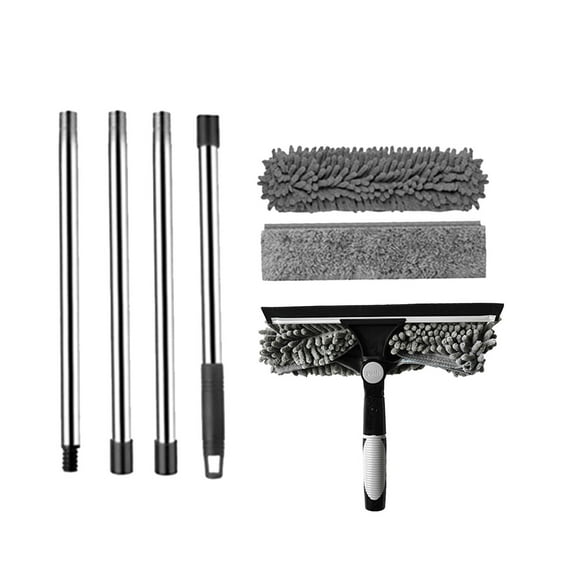 2 in 1 71inch Window Cleaning Brush with Squeegee Detachable Foldable Scrubber for Glass Tile Wood Floor Washing Brush with Telescopic Extendible Telescopic Washing Brush 180cm
