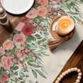 thumbnail image 3 of Watercolor Roses Table Runner - 90 Inch Long Spring Flowers Leaves Butterflies Beige Cotton and Linen Blended Dress Scarves Farmhouse Table Runner for Kitchen Dining, Coffee Table, 13" x 90", 3 of 8