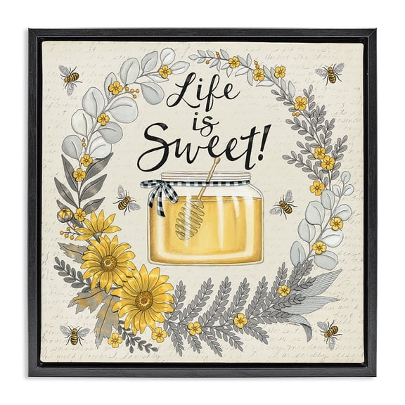 Stupell Industries French Country Black Floating Frame Canvas Art, 18 x 18, by Deb Strain