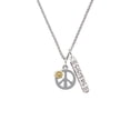 thumbnail image 2 of Delight Jewelry Two-tone Large Peace Sign with Daisy and Crystal Silvertone Sisters Best Friends Forever Bar Charm Necklace, 23", 2 of 4