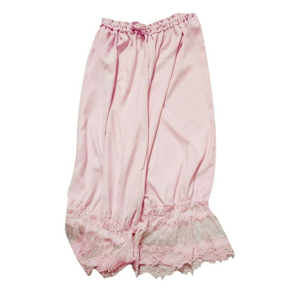 WILLBEST Pantalones Casuales para Mujer: Ropa de Estar Por Casa de Largo Medio con Cordones y Ribete de Encaje para Mayor Comodidad y Estilo. Chica