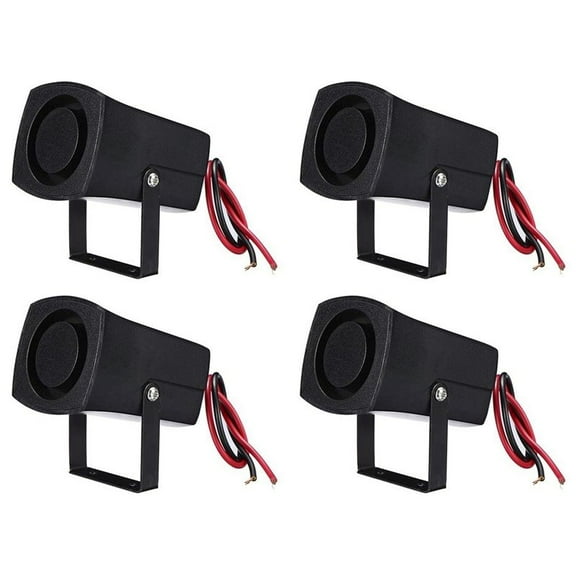 4X 12-24V 6Tones Car Police Fire Alarm Horn System Siren Speaker Warning Loud Sound Alarm Speaker,4 x Alarm Horn,Black