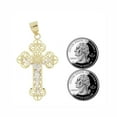 thumbnail image 5 of 14k Yellow & White Gold, Filigree Fancy Cross Jesus Christ Crucifix Pendant Religious Charm 32mm, 5 of 7