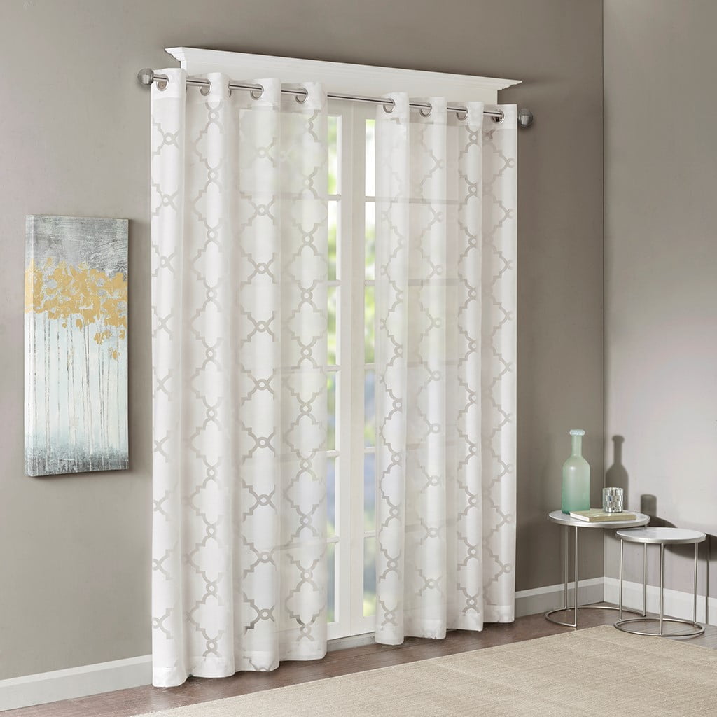 Fretwork Burnout Sheer Curtain Panel (Only 1 Pc Panel)