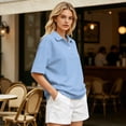 thumbnail image 4 of Dresfit Womens Polo Shirts Button Down Golf Shirts 2026 Summer Short Sleeve Collared Tennis Basic Tees Lightweight Plus Size Loose Golf T Shirts L, 4 of 5