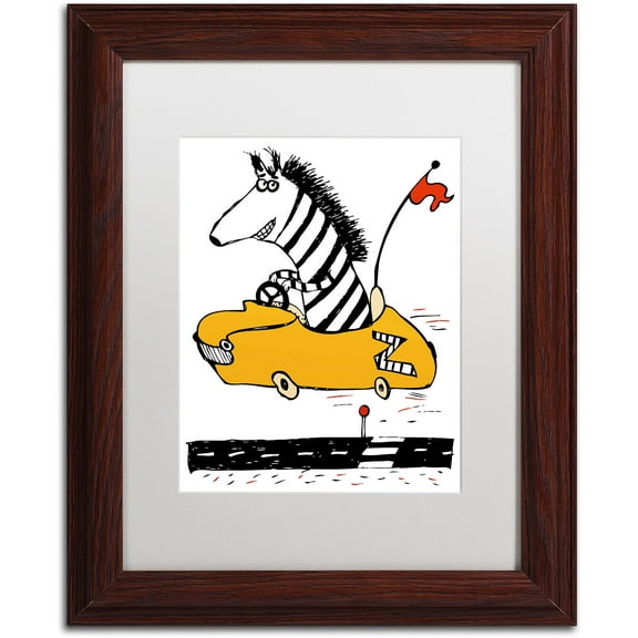 Trademark Fine Art "Zippy Zebra" Canvas Art by Carla Martell, White Matte, Wood Frame