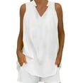 thumbnail image 2 of Pyhlmscde Women's Summer 2 Piece Outfits Sleeveless Matching Sets Button Down V Neck Vest Waistcoat and Pockets Shorts, Linen Sets for Women 2 Piece, Short Sets for Women, Summer Outfits for Women, 2 of 4