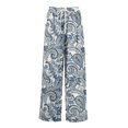 thumbnail image 6 of Women's Floral Print Palazzo Pants - High Waist Wide Leg Bohemian Summer Casual Trousers with Elastic Waist ,Royal Blue,S, 6 of 7