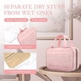thumbnail image 4 of Neceser de viaje para mujer con gancho para colgar, estuche de cosméticos portátil, neceser para mujeres que viajan, artículos esenciales de viaje impermeables, rosa, 4 of 5